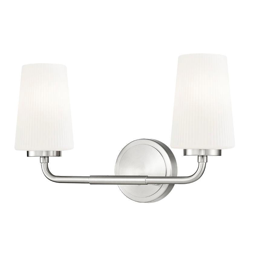 Z-Lite Montford 2-Light Medium Bulb Base Brushed Nickel Steel Frame Matte Opal Glass Shade Vanity Light