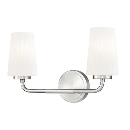 Z-Lite Montford 2-Light Medium Bulb Base Brushed Nickel Steel Frame Matte Opal Glass Shade Vanity Light