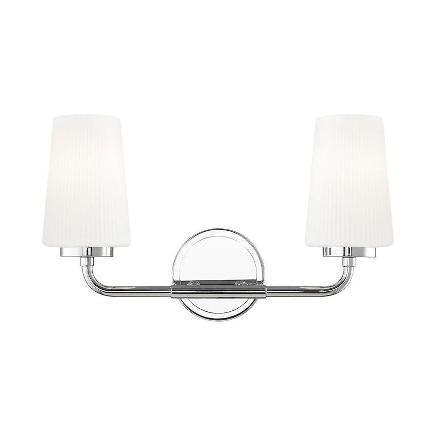 Z-Lite Montford 2-Light Medium Bulb Base Chrome Steel Frame Matte Opal Glass Shade Vanity Light