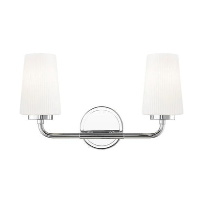 Z-Lite Montford 2-Light Medium Bulb Base Chrome Steel Frame Matte Opal Glass Shade Vanity Light