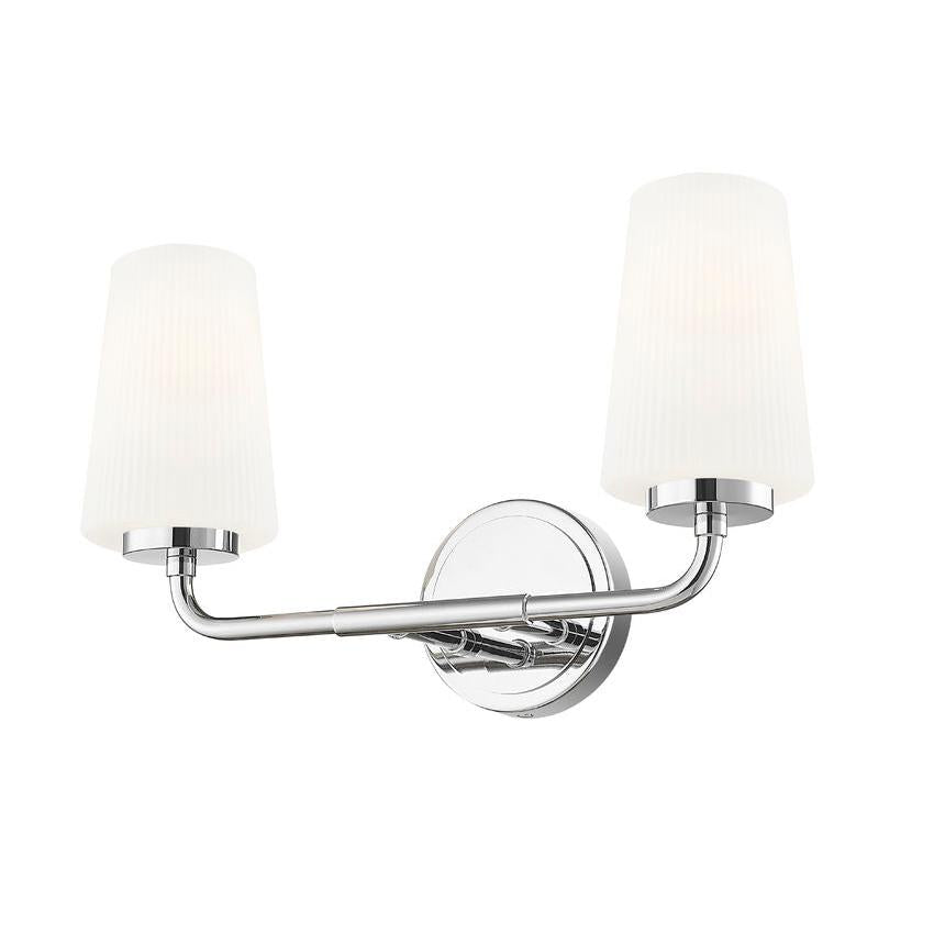 Z-Lite Montford 2-Light Medium Bulb Base Chrome Steel Frame Matte Opal Glass Shade Vanity Light