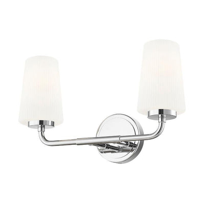 Z-Lite Montford 2-Light Medium Bulb Base Chrome Steel Frame Matte Opal Glass Shade Vanity Light