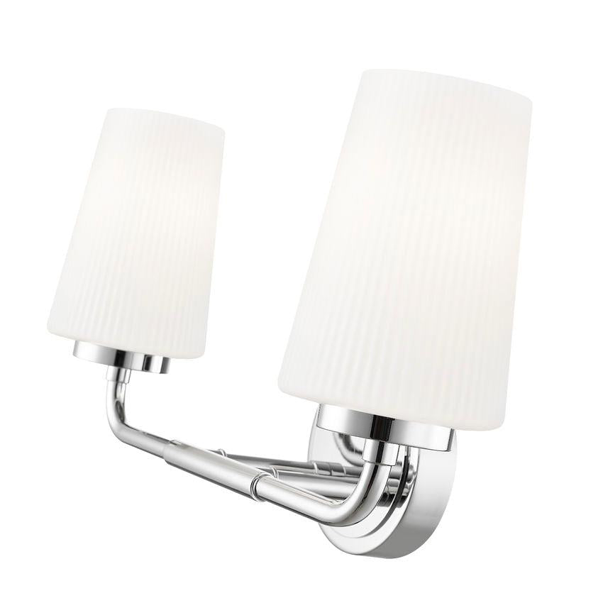 Z-Lite Montford 2-Light Medium Bulb Base Chrome Steel Frame Matte Opal Glass Shade Vanity Light