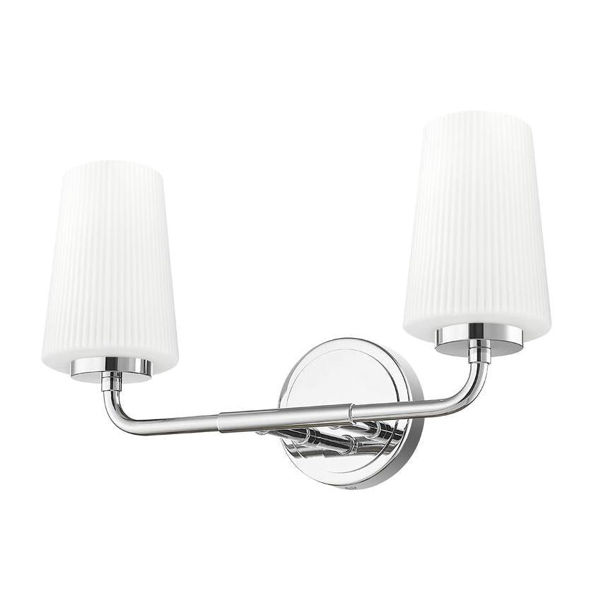 Z-Lite Montford 2-Light Medium Bulb Base Chrome Steel Frame Matte Opal Glass Shade Vanity Light