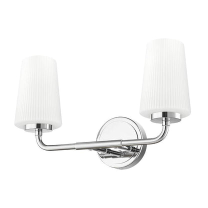Z-Lite Montford 2-Light Medium Bulb Base Chrome Steel Frame Matte Opal Glass Shade Vanity Light