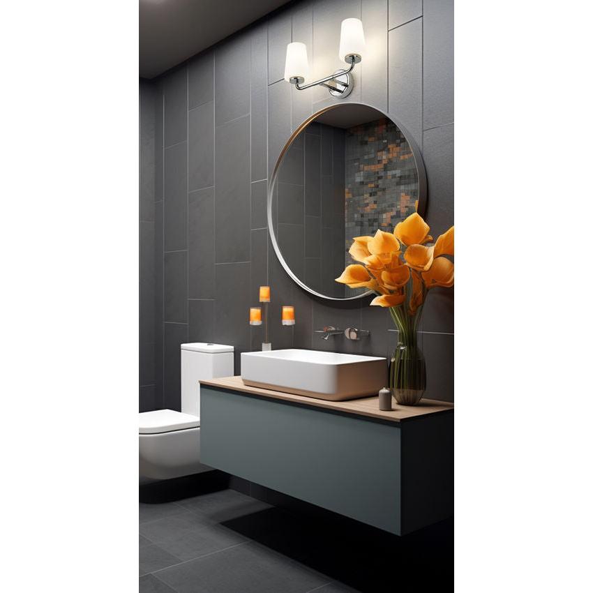 Z-Lite Montford 2-Light Medium Bulb Base Chrome Steel Frame Matte Opal Glass Shade Vanity Light