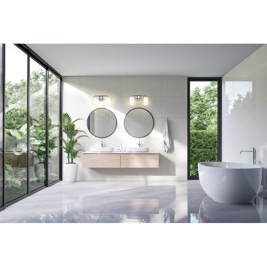 Z-Lite Montford 2-Light Medium Bulb Base Chrome Steel Frame Matte Opal Glass Shade Vanity Light