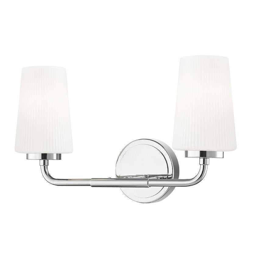 Z-Lite Montford 2-Light Medium Bulb Base Chrome Steel Frame Matte Opal Glass Shade Vanity Light