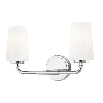 Z-Lite Montford 2-Light Medium Bulb Base Chrome Steel Frame Matte Opal Glass Shade Vanity Light