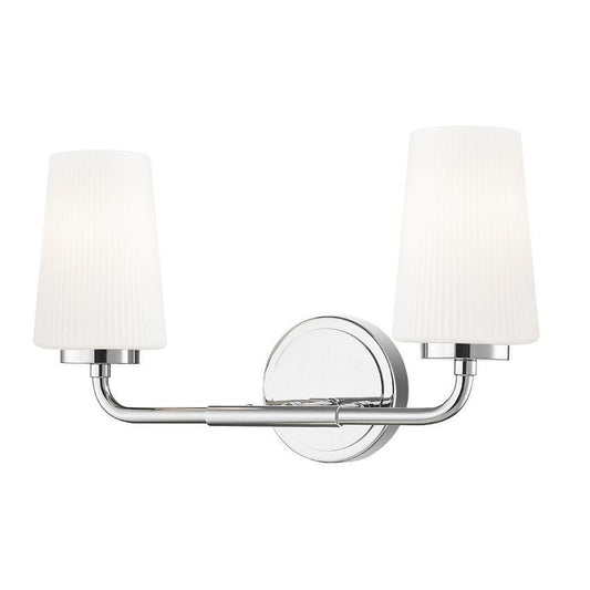 Z-Lite Montford 2-Light Medium Bulb Base Chrome Steel Frame Matte Opal Glass Shade Vanity Light