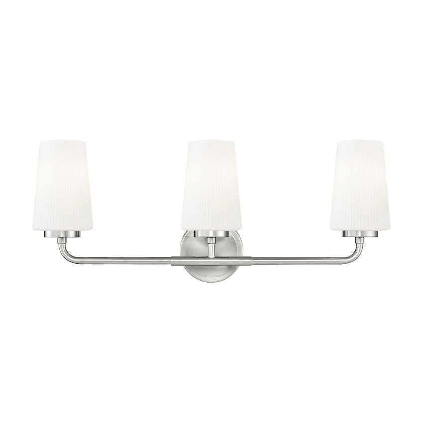 Z-Lite Montford 3-Light Medium Bulb Base Brushed Nickel Steel Frame Matte Opal Glass Shade Vanity Light