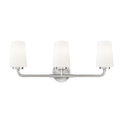 Z-Lite Montford 3-Light Medium Bulb Base Brushed Nickel Steel Frame Matte Opal Glass Shade Vanity Light