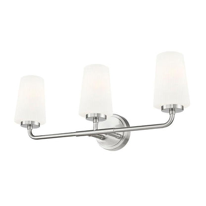 Z-Lite Montford 3-Light Medium Bulb Base Brushed Nickel Steel Frame Matte Opal Glass Shade Vanity Light