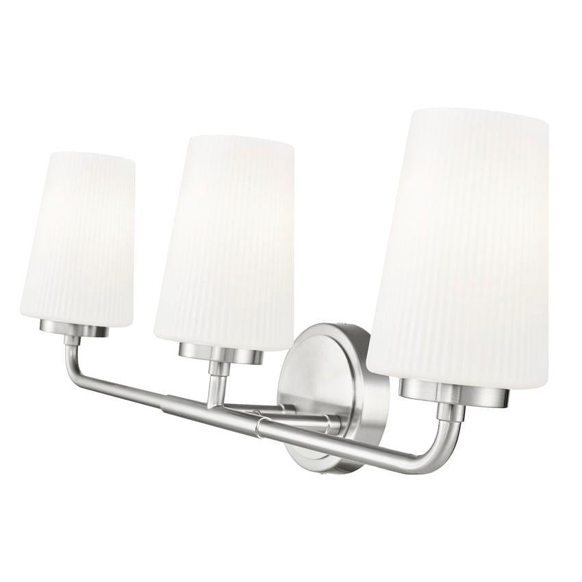 Z-Lite Montford 3-Light Medium Bulb Base Brushed Nickel Steel Frame Matte Opal Glass Shade Vanity Light