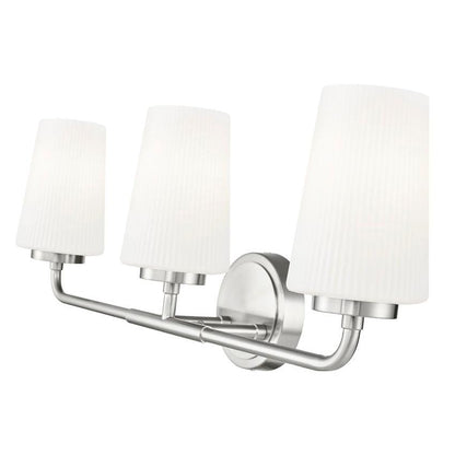 Z-Lite Montford 3-Light Medium Bulb Base Brushed Nickel Steel Frame Matte Opal Glass Shade Vanity Light