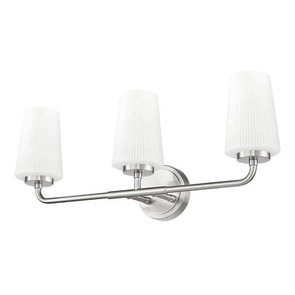 Z-Lite Montford 3-Light Medium Bulb Base Brushed Nickel Steel Frame Matte Opal Glass Shade Vanity Light