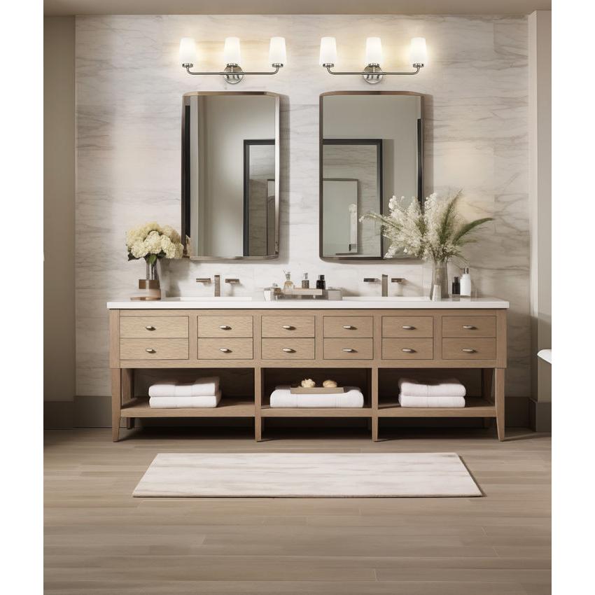 Z-Lite Montford 3-Light Medium Bulb Base Brushed Nickel Steel Frame Matte Opal Glass Shade Vanity Light