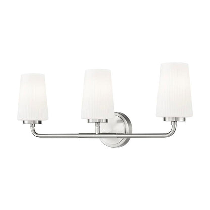Z-Lite Montford 3-Light Medium Bulb Base Brushed Nickel Steel Frame Matte Opal Glass Shade Vanity Light