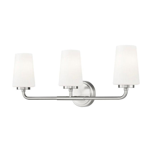 Z-Lite Montford 3-Light Medium Bulb Base Brushed Nickel Steel Frame Matte Opal Glass Shade Vanity Light