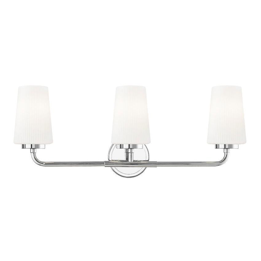 Z-Lite Montford 3-Light Medium Bulb Base Chrome Steel Frame Matte Opal Glass Shade Vanity Light