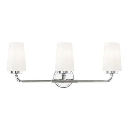 Z-Lite Montford 3-Light Medium Bulb Base Chrome Steel Frame Matte Opal Glass Shade Vanity Light