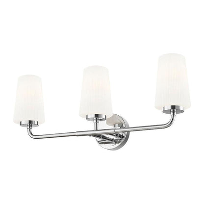 Z-Lite Montford 3-Light Medium Bulb Base Chrome Steel Frame Matte Opal Glass Shade Vanity Light