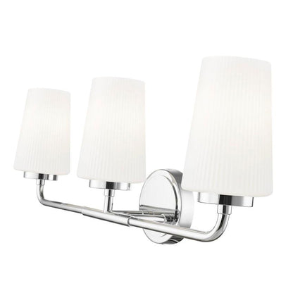 Z-Lite Montford 3-Light Medium Bulb Base Chrome Steel Frame Matte Opal Glass Shade Vanity Light