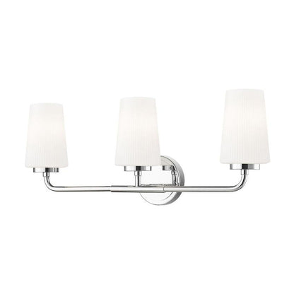 Z-Lite Montford 3-Light Medium Bulb Base Chrome Steel Frame Matte Opal Glass Shade Vanity Light
