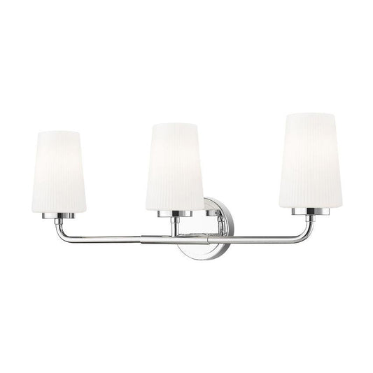 Z-Lite Montford 3-Light Medium Bulb Base Chrome Steel Frame Matte Opal Glass Shade Vanity Light