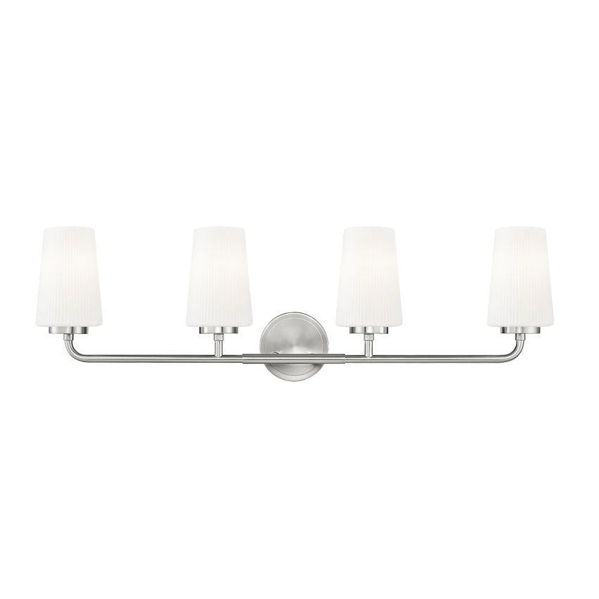 Z-Lite Montford 4-Light Medium Bulb Base Brushed Nickel Steel Frame Matte Opal Glass Shade Vanity Light