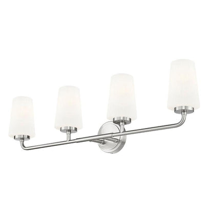 Z-Lite Montford 4-Light Medium Bulb Base Brushed Nickel Steel Frame Matte Opal Glass Shade Vanity Light