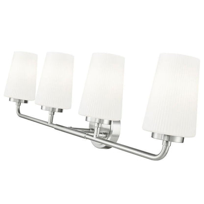 Z-Lite Montford 4-Light Medium Bulb Base Brushed Nickel Steel Frame Matte Opal Glass Shade Vanity Light