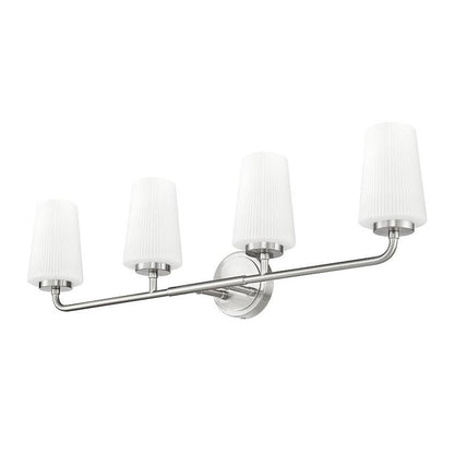 Z-Lite Montford 4-Light Medium Bulb Base Brushed Nickel Steel Frame Matte Opal Glass Shade Vanity Light
