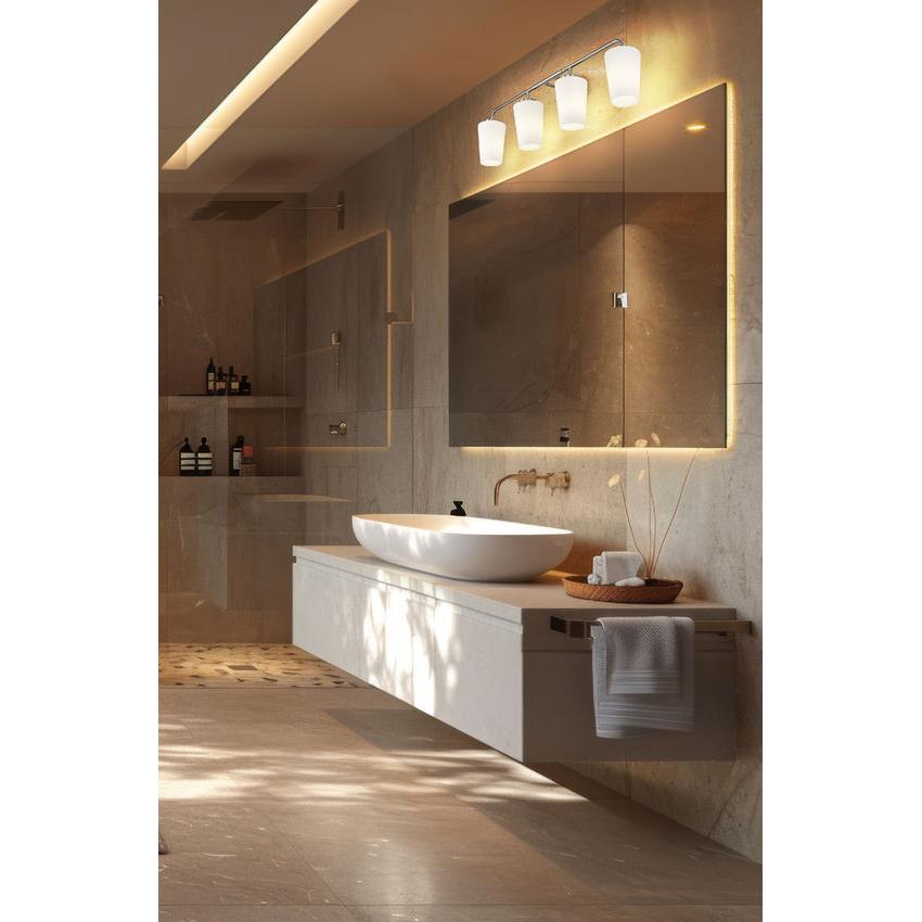 Z-Lite Montford 4-Light Medium Bulb Base Brushed Nickel Steel Frame Matte Opal Glass Shade Vanity Light