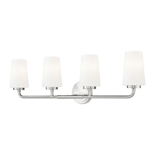 Z-Lite Montford 4-Light Medium Bulb Base Brushed Nickel Steel Frame Matte Opal Glass Shade Vanity Light