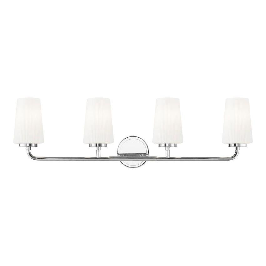 Z-Lite Montford 4-Light Medium Bulb Base Chrome Steel Frame Matte Opal Glass Shade Vanity Light