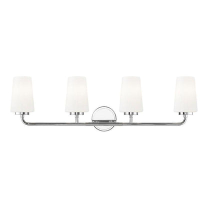 Z-Lite Montford 4-Light Medium Bulb Base Chrome Steel Frame Matte Opal Glass Shade Vanity Light