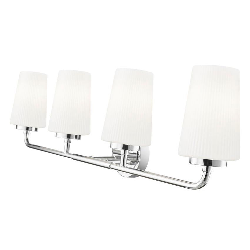 Z-Lite Montford 4-Light Medium Bulb Base Chrome Steel Frame Matte Opal Glass Shade Vanity Light