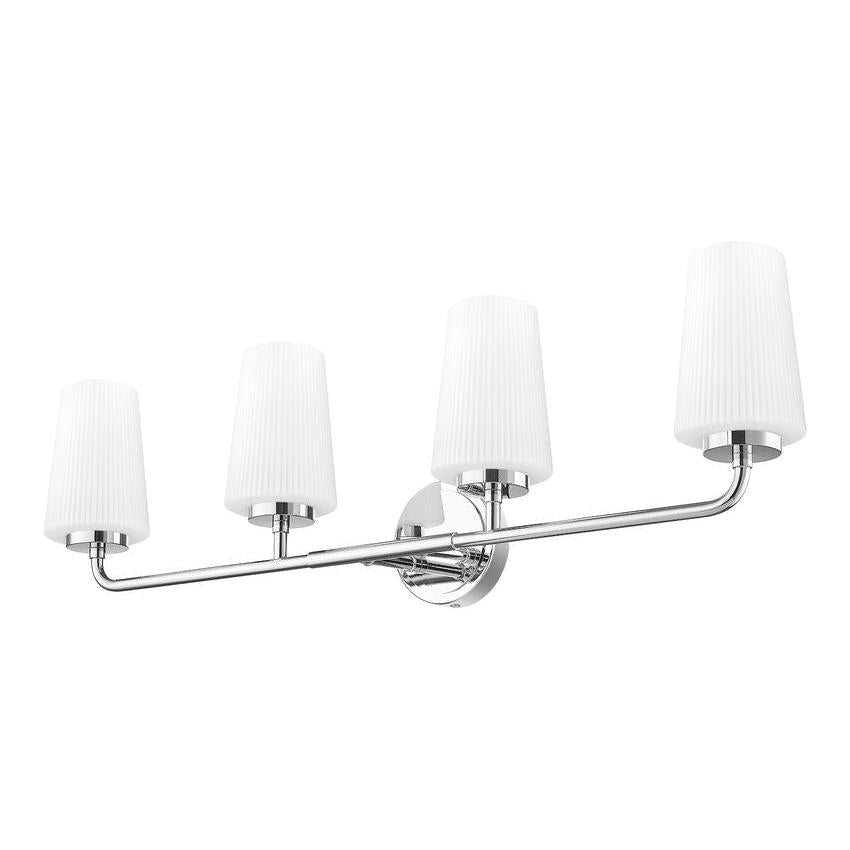 Z-Lite Montford 4-Light Medium Bulb Base Chrome Steel Frame Matte Opal Glass Shade Vanity Light