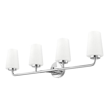 Z-Lite Montford 4-Light Medium Bulb Base Chrome Steel Frame Matte Opal Glass Shade Vanity Light