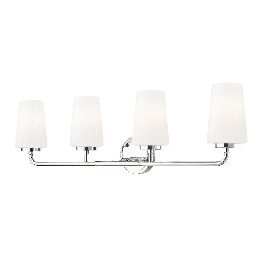 Z-Lite Montford 4-Light Medium Bulb Base Chrome Steel Frame Matte Opal Glass Shade Vanity Light