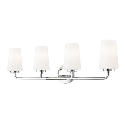 Z-Lite Montford 4-Light Medium Bulb Base Chrome Steel Frame Matte Opal Glass Shade Vanity Light