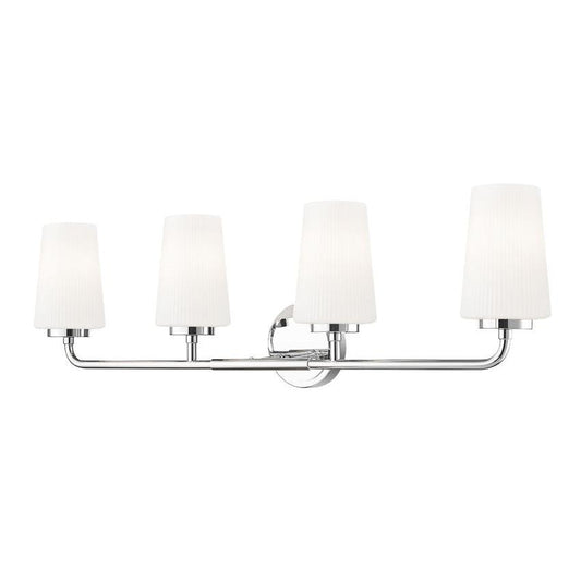 Z-Lite Montford 4-Light Medium Bulb Base Chrome Steel Frame Matte Opal Glass Shade Vanity Light