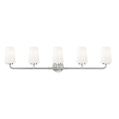 Z-Lite Montford 5-Light Medium Bulb Base Brushed Nickel Steel Frame Matte Opal Glass Shade Vanity Light