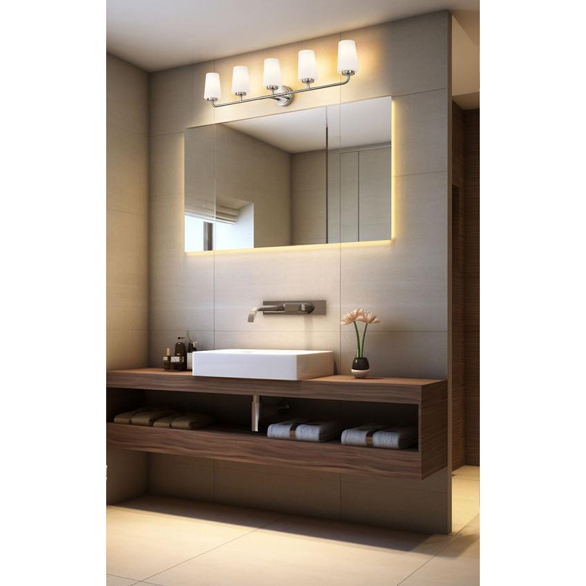 Z-Lite Montford 5-Light Medium Bulb Base Brushed Nickel Steel Frame Matte Opal Glass Shade Vanity Light