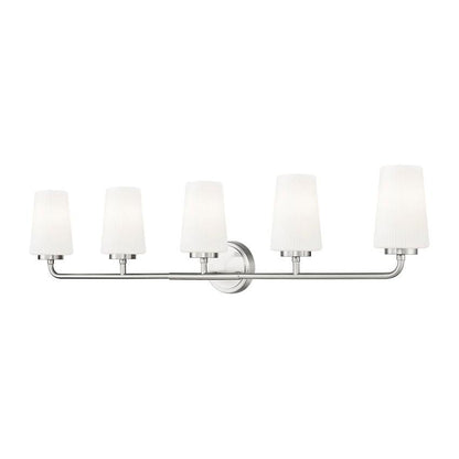 Z-Lite Montford 5-Light Medium Bulb Base Brushed Nickel Steel Frame Matte Opal Glass Shade Vanity Light