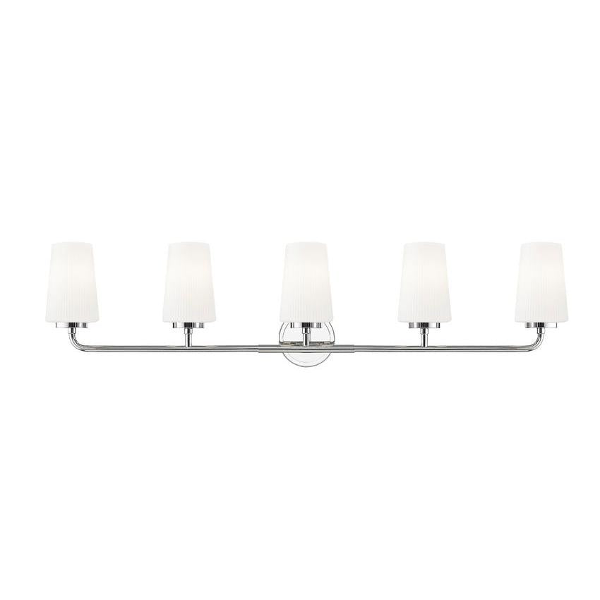 Z-Lite Montford 5-Light Medium Bulb Base Chrome Steel Frame Matte Opal Glass Shade Vanity Light