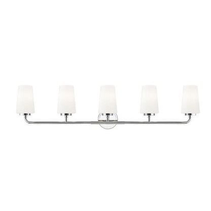 Z-Lite Montford 5-Light Medium Bulb Base Chrome Steel Frame Matte Opal Glass Shade Vanity Light