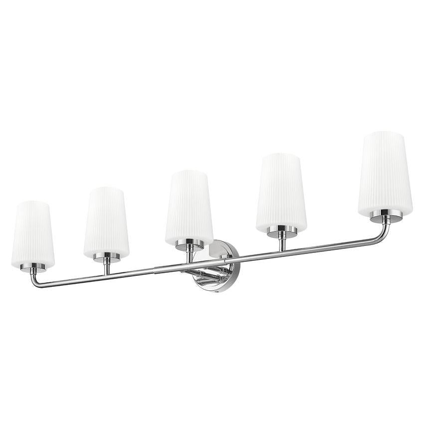 Z-Lite Montford 5-Light Medium Bulb Base Chrome Steel Frame Matte Opal Glass Shade Vanity Light