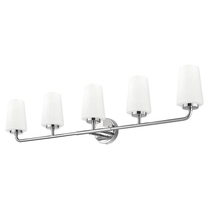 Z-Lite Montford 5-Light Medium Bulb Base Chrome Steel Frame Matte Opal Glass Shade Vanity Light